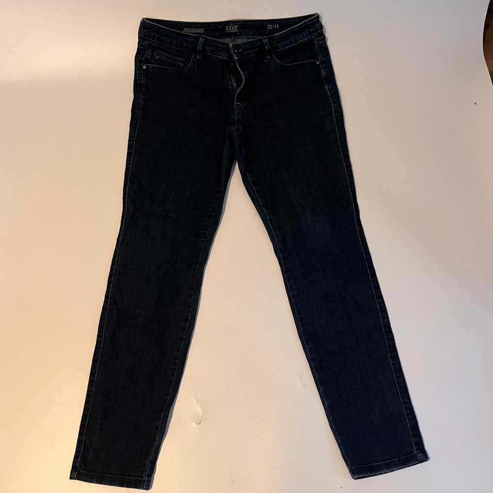ana A New Approach Women Dark Wash Jeggings Size 32/14 Slim Fit Stretch Denim